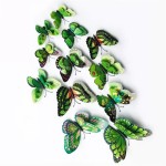 Fluturi 3D cu magnet, dubli, decoratiuni casa sau evenimente, set 12 bucati, verde, A11
